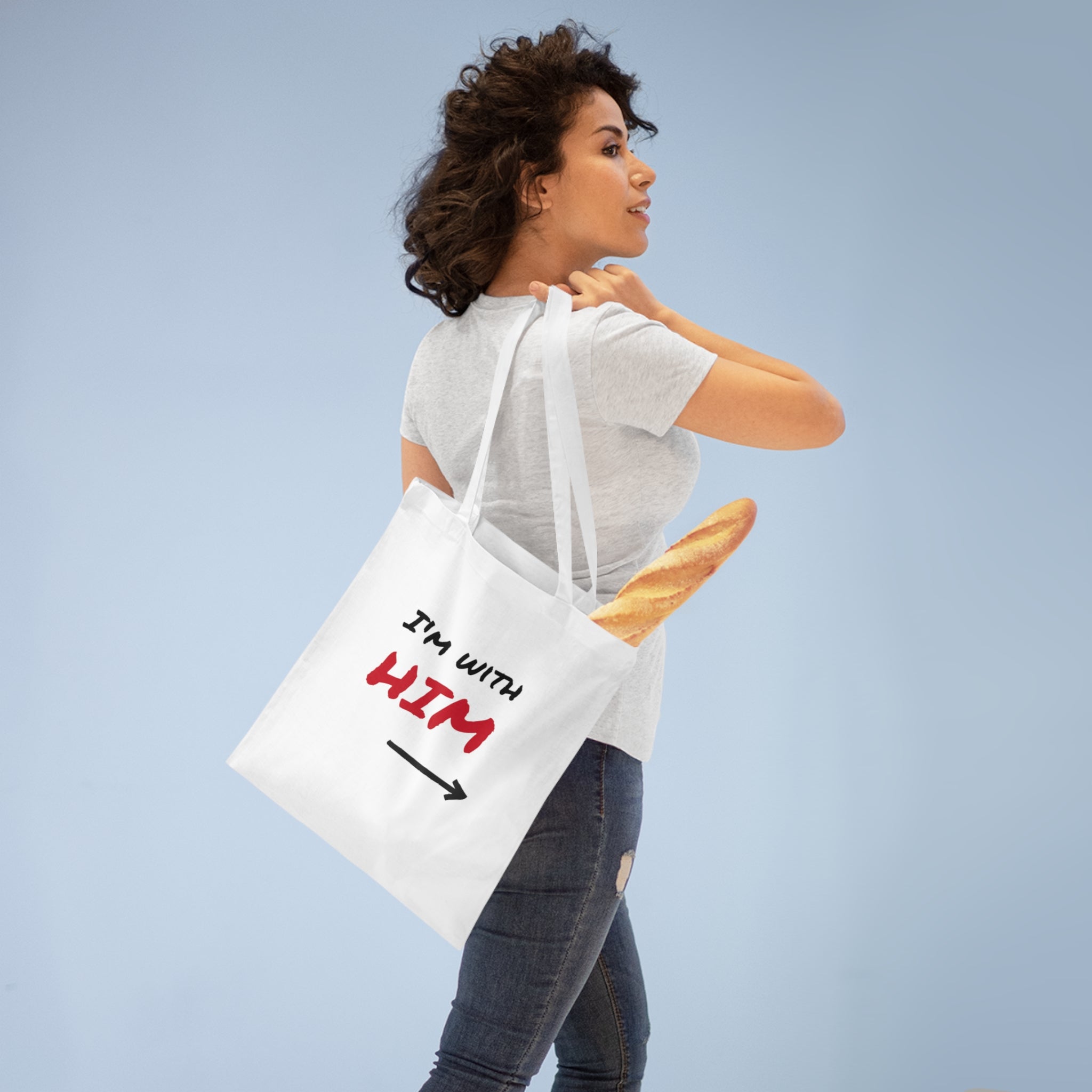 Couple Tote Bag - I'm with him