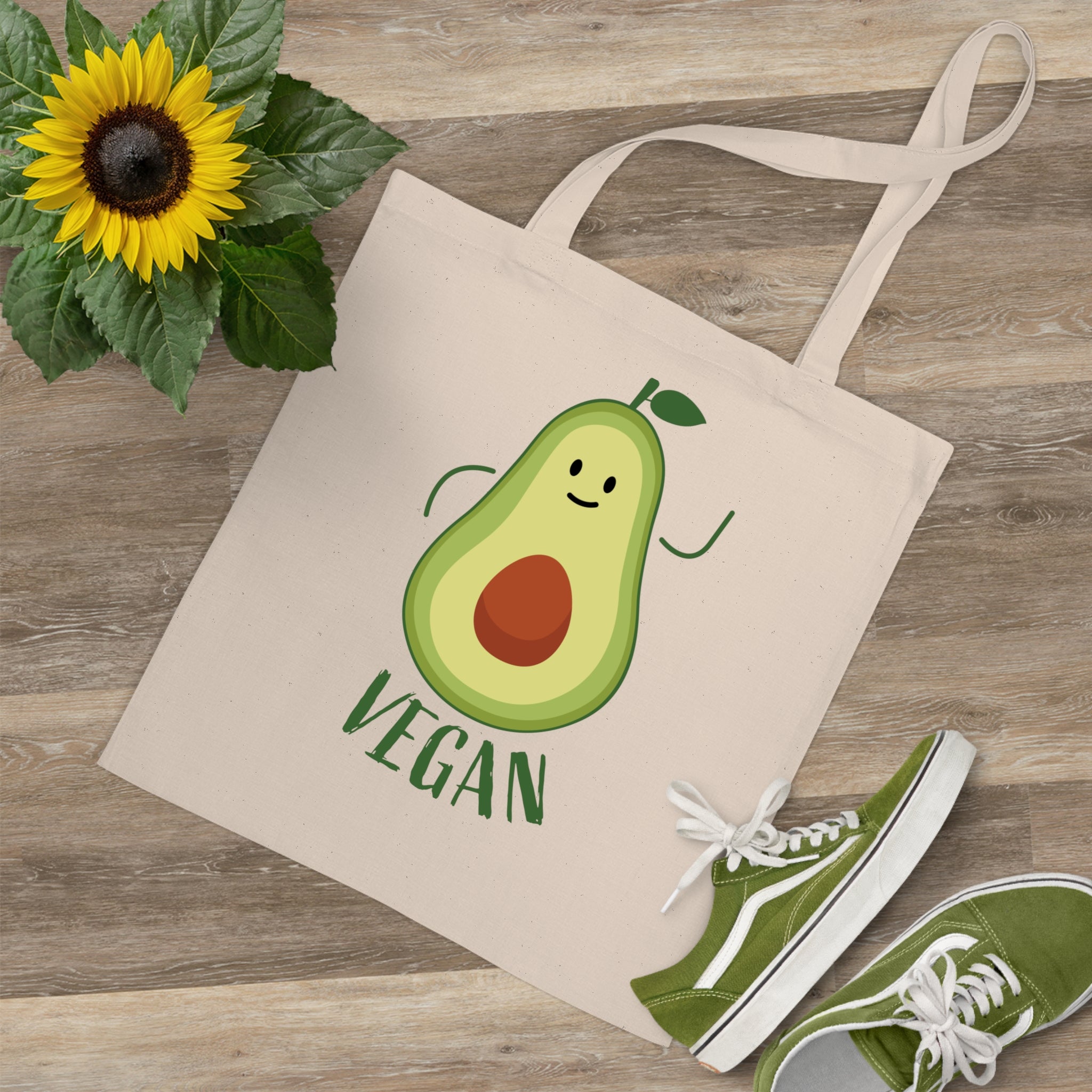 Eco-Friendly Tote Bag for Vegans and Nature Lovers, Reusable Shopping Bag, Sustainable Gift, Floral and Avocado Designs
