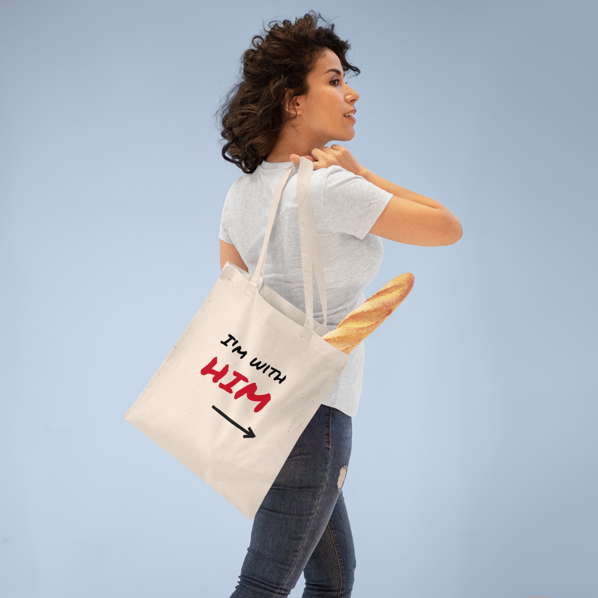 Couple Tote Bag - I'm with him